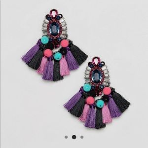Multicolor Tassel Statement Earrings